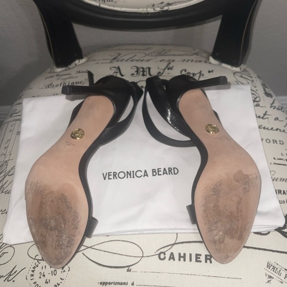 Veronica Beard Black Darcelle Ankle Strap Sandal Heeled Stiletto Leather Sz 10 - Picture 6 of 8